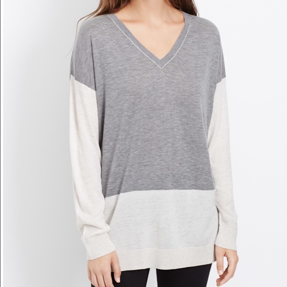Vince V-Neck Color Block Sweater